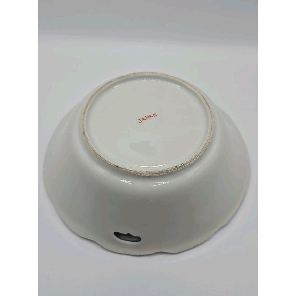 Japan Luster Porcelain Bowl Dish Blue White Floral Flowers Double Handle Vintage - Picture 2 of 7